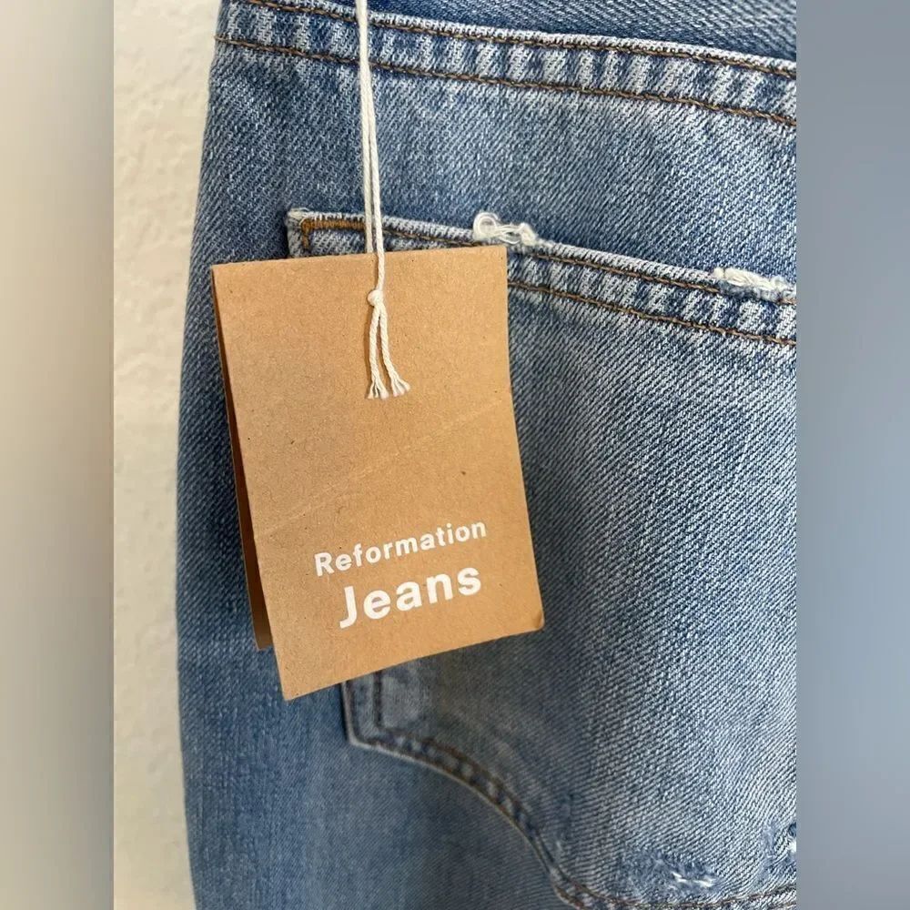 Reformation Julia High Cigarette Distressed Jean. NWT 30 - Picture 7 of 11